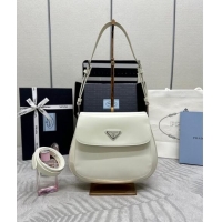 Grade Quality Prada Cleo Brushed Leather Shoulder Bag 1BD303 White/Silver 2024