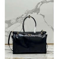 Famous Brand Prada Large leather handbag 1BA439 Black 2024