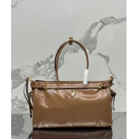 Promotional Prada Large leather handbag 1BA433 Brown 2024