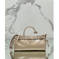 Good Taste Prada Medium shiny leather top handbag 1BA426 Nude 2024