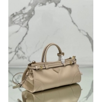 Good Taste Prada Medium shiny leather top handbag 1BA426 Nude 2024