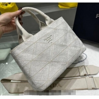 Good Product Prada Quilted Cotton Canvas Tote bag 1BG439 White 2024