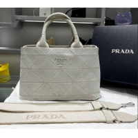 Good Product Prada Quilted Cotton Canvas Tote bag 1BG439 White 2024