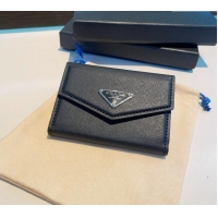 Unique Grade  Prada Flap Card Case 0513 Black 2024