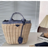 Buy Cheapest Prada Wicker Basket bag PA0513 Blue 2024