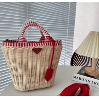 Well Crafted Prada Wicker Basket bag PA0513 Red 2024