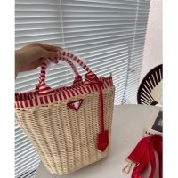 Well Crafted Prada Wicker Basket bag PA0513 Red 2024