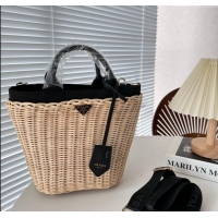 Top Quality Prada Wicker Basket bag PA0513 Black 2024