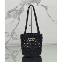 Best Price Prada Crochet tote mini bag 1BG494 Black 2024