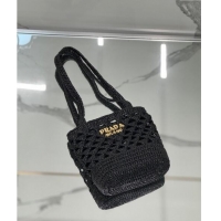 Best Price Prada Crochet tote mini bag 1BG494 Black 2024