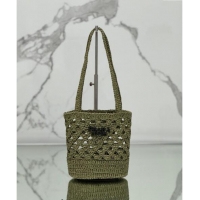 Trendy Design Prada Crochet tote mini bag 1BG494 Olive Green 2024