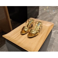 Stylish Prada Heel Sandals 8.5cm in Glazed TPU Gold 081041