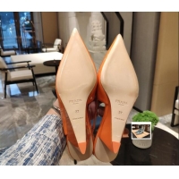 Good Quality Prada Brush Leather Wedge Slingback Pumps 6.5cm Orange 081058