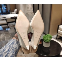 Popular Style Prada Brush Leather Wedge Slingback Pumps 6.5cm White 081060