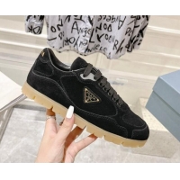 Purchase Prada Faded suede sneakers Black 81062