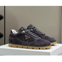 Best Grade Prada Faded suede sneakers Dark Grey 081063