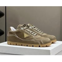 Luxury Cheap Prada Faded suede sneakers Khaki 81066