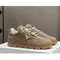 Low Price Prada Faded suede sneakers Light Brown 081069