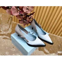 Feminine Prada Patchwork Satin Pumps 5cm with Bow Blue/Grey 812004