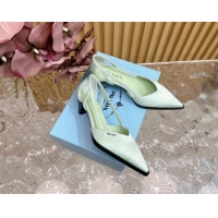 Good Product Prada Satin Open Pumps 5cm Light Green 812009