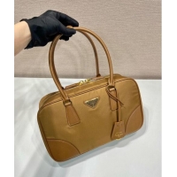 New Fashion Prada Re-Edition 1978 medium Re-Nylon and Saffiano leather two-handle bag 1BB115 Brown 2024