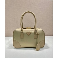 Best Quality Prada Re-Edition 1978 medium Re-Nylon and Saffiano leather two-handle bag 1BB115 Beige 2024