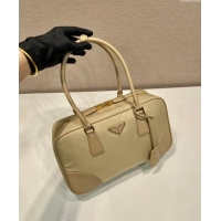 Best Quality Prada Re-Edition 1978 medium Re-Nylon and Saffiano leather two-handle bag 1BB115 Beige 2024