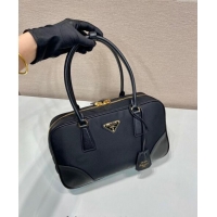 New Design Prada Re-Edition 1978 medium Re-Nylon and Saffiano leather two-handle bag 1BB115 Black 2024