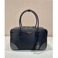 Inexpensive Prada Re-Edition 1978 large Re-Nylon and Saffiano leather two-handle bag 1BB114 Black 2024