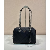 Top Grade Prada Quilted Nylon Large Camera Chain Bag 1BD641 Black 2024