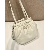 Cheapest Prada Lambskin Bucket bag 1BG541 White 2024