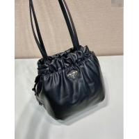 Top Grade Prada Lambskin Bucket bag 1BG541 Black 2024