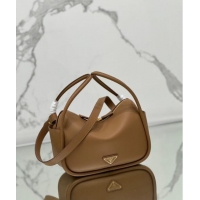 Top Quality Prada Leather handbag 1BA451 Brown 2024