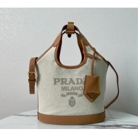 Best Quality Prada Linen blend and leather mini-buckle bag 1BE074 2024