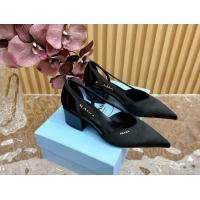 Durable Prada Satin Open Pumps 6cm Black 812014