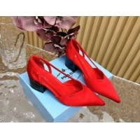 Unique Discount Prada Satin Open Pumps 6cm Red 812016