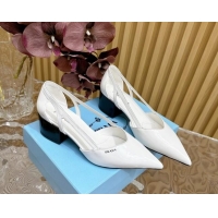 Charming Prada Brushed Leather Open Pumps 6cm White 812021