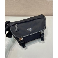 Discount Prada Re-Nylon and leather shoulder bag 2VD066 Black 2024