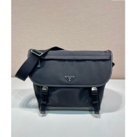 Top Design Prada Re-Nylon and leather shoulder bag 2VD052 Black 2024