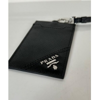 Good Product Prada Saffiano Leather Badge Holder 1MC007 Black/Silver 2024