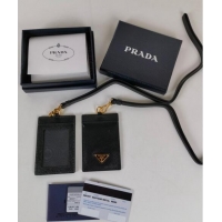 Traditional Specials Prada Saffiano Leather Badge Holder 1MC007 Black/Gold 2024