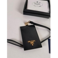 Reasonable Price Prada Saffiano Leather Badge Holder 1MC007 Black 2024