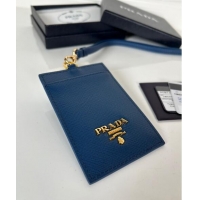 Popular Style Prada Saffiano Leather Badge Holder 1MC007 Blue 2024