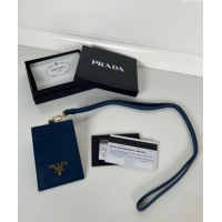 Popular Style Prada Saffiano Leather Badge Holder 1MC007 Blue 2024