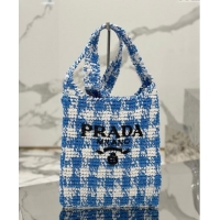 Good Quality Prada Raffia-Like Crochet Tote bag 1BC184 Blue 2024