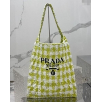 Pretty Style Prada Raffia-Like Crochet Tote bag 1BC182 Green 2024