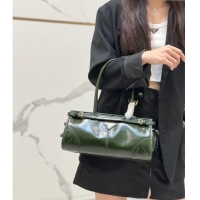 Buy Cheapest Prada Large leather handbag 1BA433 Dark Green 2024