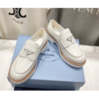 Perfect Prada Grained Leather Loafers White 903113