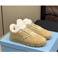 Charming Prada Faded suede sneakers with Wool Lining Beige 904001