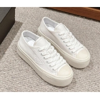 Feminine Prada Canvas Platform Sneakers White 904013